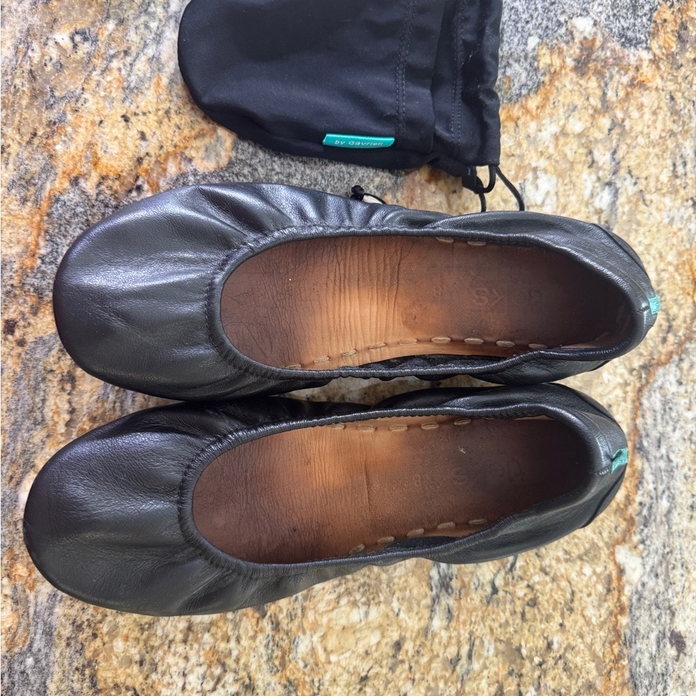 Tieks Black Leather Flats
